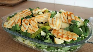 Heerlijke salade met gegrilde halloumi recept [upl. by Flip]