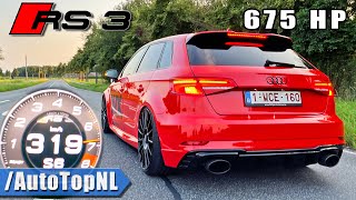 675HP Audi RS3 BIG TURBO DVX  0319 LAUNCH CONTROL amp SOUND by AutoTopNL [upl. by Dobrinsky307]