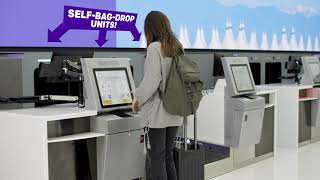 How to Use the New SelfBag Drop Kiosks at the United and Southwest Checkin Areas [upl. by Letty853]