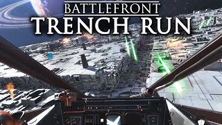 Star Wars Battlefront  Lukes Death Star Trench Run in the Red Five Xwing Gameplay [upl. by Anibur]