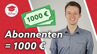 Wie viele Abonnenten braucht man um auf YouTube 1000€ zu verdienen wiegehtYouTube [upl. by Adnirolc243]