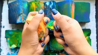 Colourful Dyed Gym chalk Crumbling oddlysatisfying gymchalkcrush asmrsounds stressrelief asmr [upl. by Esdnyl]