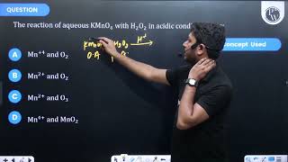 The reaction of aqueous KMnO4 with H2O2 in acidic condition gives [upl. by Eliot]