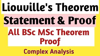 Liouvilles TheoremComplex AnalysisBsc MSc Mathsug pg mathematicsMaths [upl. by Alesram]