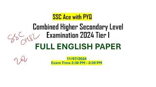 Combined Higher Secondary Level Examination 2024 Tier I [upl. by Ilrak61]