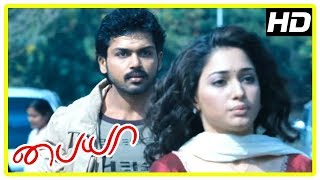 Karthi New Movie 2017  Karthi helps Tamanna hide  Paiya Tamil Movie Scenes  Tamannah [upl. by Nelyag]