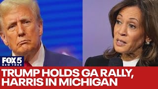 Election Day 2024 Trump holds Georgia rally Harris in Michigan [upl. by Anaila]