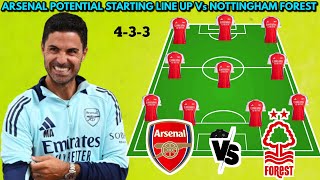 🚨 ARSENAL POTENTIAL STARTING LINE UP VS NOTTINGHAM FOREST 🔥  EPL 20242025 ROUND 12🔥 [upl. by Aliuqat810]