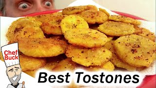 Fried Green Plantains  Best Tostones Recipe [upl. by Anhoj]