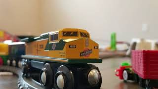 Wooden Train takes out truck [upl. by Gautea]