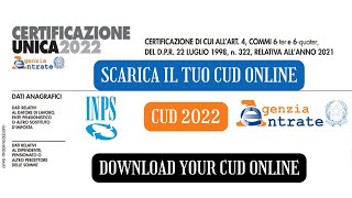 CERTIFICAZIONE UNICA 2022  COME SCARICARE IL TUO CUD ONLINE  How to download your 2022 CUD online [upl. by Noyes732]