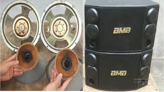 Restore and repair damaged speakers  Restoration old bmb speaker box [upl. by Redna]