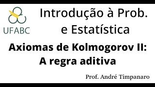 Aula 15  Axiomas de Kolmogorov II A regra aditiva [upl. by Lirva]