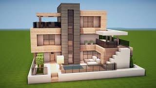 MODERNES HAUS mit POOL in MINECRAFT bauen TUTORIAL HAUS 251 [upl. by Yllier]