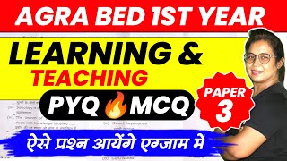 🔥Agra Bed 1st Year Exam 2023  Learning and Teaching MCQ  Catalyst Soni Bed Classes [upl. by Lizette]