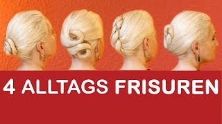 4 schnelle Alltags Frisuren einfach selber machen  mittel amp lange Haare  Arbeit  Uni  Schule [upl. by Eberto709]