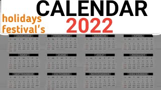 Calendar  Calendar 2022  Government Calendar  Bank Calendar [upl. by Constantine413]