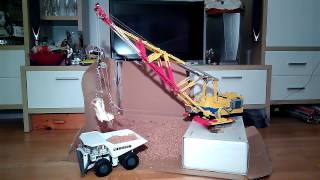 Lego RC walking dragline  walking and loading a haul truck [upl. by Enayd]