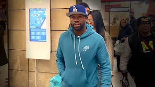 Floyd Mayweather Jr And Girlfriend Navigate Fan Frenzy At Paris Train Station [upl. by Nwahsad]