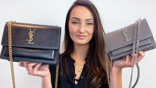 Saint Laurent YSL Sunset Bag Review amp Outfits 💃 ft Chain Wallet  Medium Comparison [upl. by Nowaj]