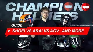 Shoei vs Arai vs AGV vs HJC Which Motorcycle Helmet Brand is the Best  ChampionHelmetscom [upl. by Sivrep]