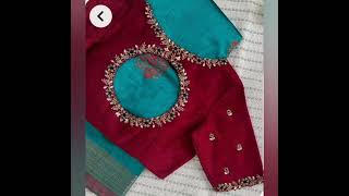 Latest aariwork blouse designs simple maggam work blouse designs [upl. by Baggett]