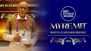 MyRemit Winner of Best in Customer Service MSB Brit Fintech Awards 2024 [upl. by Ezekiel]