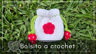 Bolsita sencilla a crochet fresa paso a paso tutorial 2023 [upl. by Aneer]