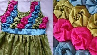 Colourful Frock making in hindi at home Origami Smocking dress cutting stitching design girl blusa [upl. by Aeriel]