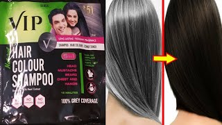 Vip hair colour shampoo review and demo  How to apply Easy hair dye [upl. by Eentihw]