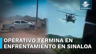 Helicóptero artillado se enfrenta a balazos contra camioneta en Sinaloa [upl. by Mulderig]