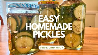 Quick and easy refrigerator pickles  sweet and spicy [upl. by Notsirt]