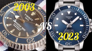 Montre de plongée Tissot Seastar 1000  2003 vs 2023 [upl. by Sivia933]