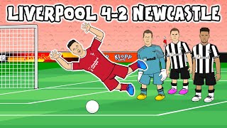 JOTA FOUL or DIVE Liverpool 42 Newcastle United Goals Highlights Salah Gakpo Jones 2023 [upl. by Pietra]