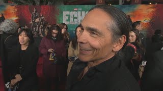 Tantoo Cardinal and Zahn McClarnon react to Lily Gladstones Golden Globes win at premiere of quotEcho [upl. by Onitnelav746]