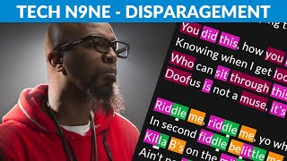 Tech N9ne  Disparagement  Lyrics Rhymes Highlighted [upl. by Redienhcs867]