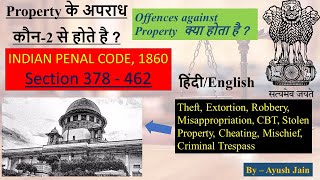 Property के अपराध कौन कौन से होते है  IPC 378  462  हिंदीEnglish Ayush Jain [upl. by Erdnaek]