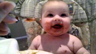 Cute baby eating Gerber prunes [upl. by Deeann561]