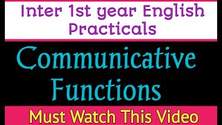 Inter 1st year English Practicals Communicative Functions Explanation [upl. by Bilbe11]