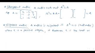 Nilpotent and Idempotent matrix [upl. by Sirad]