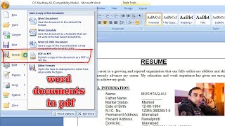 How To Save Word Document In PDF In PCLaptop  Technical Mushtaq [upl. by Latreshia]