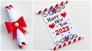 DIY Happy new year greeting card 2023  Handmade new year card making  New year special card ideas [upl. by Willetta]