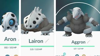 Evolving Aron into Aggron in pokemon go  Lairon evolution  SteelRock Pokemon [upl. by Acsicnarf841]