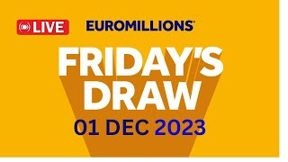 The National lottery euromillions draw live results friday 01 Dec 2023  euromillions draw live [upl. by Anits]