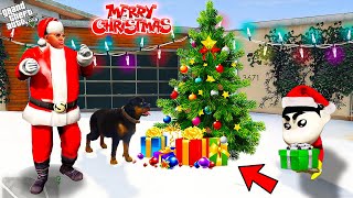 Franklin Giving Surprise Gifts to Shin Chan in Christmas  Found Secret Santa in GTA 5 in Telugu [upl. by Brodie361]