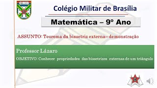 Teorema da bissetriz externa [upl. by Rodrique]