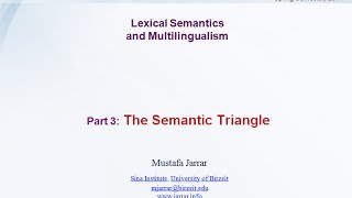 Jarrar Lexical Semantics and Multilingualism Part 35 [upl. by Romina389]