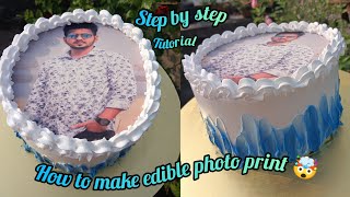 photo cake😳😍How to make edible photo print cake🤯 step bye step tutoria😊l Cake icing Crumpcoding [upl. by Enilegna698]