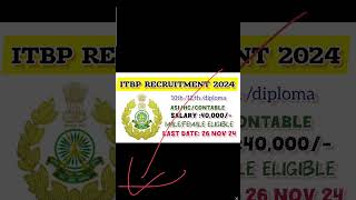 itbp constable amp head constable recruitment 2024  10 th 12 th diploma only for medical department [upl. by Akelahs280]