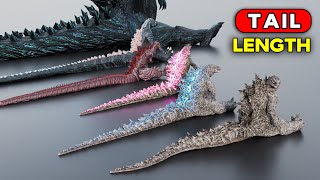 Godzilla Tail Length Size Comparison  Godzilla Shin Vs Godzilla Earth [upl. by Shyamal]